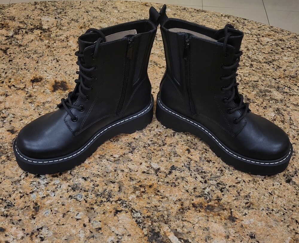 Torrid Steve Lace-Up Combat Boots with Side Zip Black - Picture 7 of 7